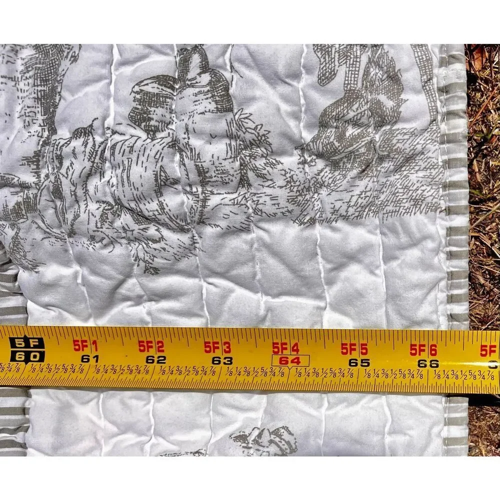 PINE CONE HILL Gray & White Toile Quilted Bedspread